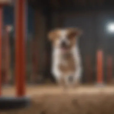 A trainer guiding a dog through an agility course