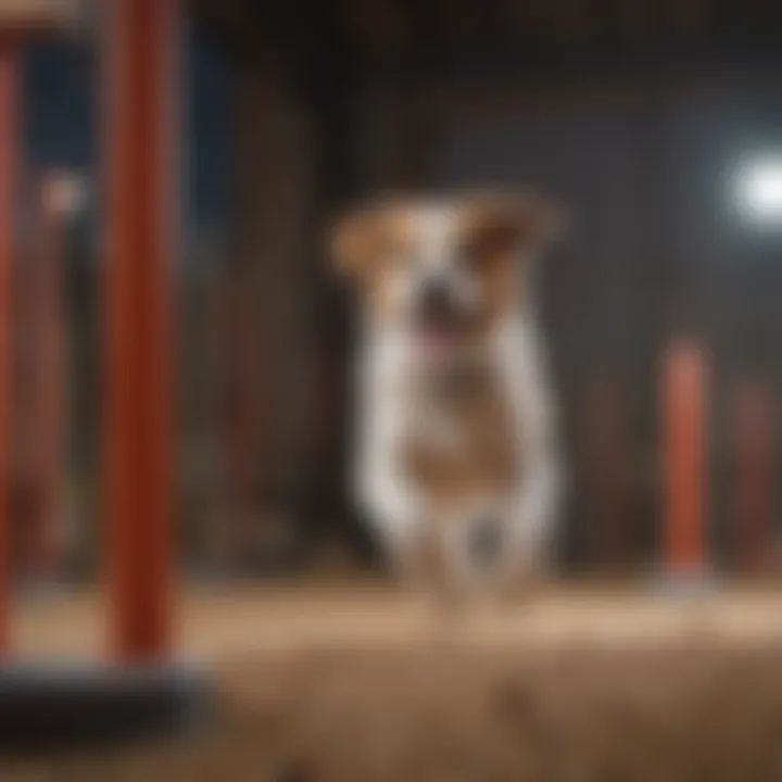 A trainer guiding a dog through an agility course