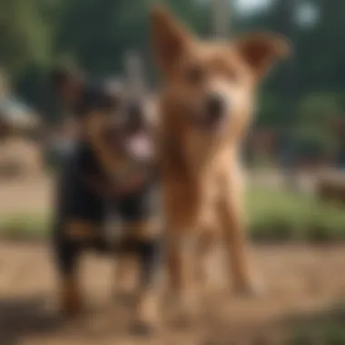 A joyful dog playing with others at PetSmart's Doggie Day Camp