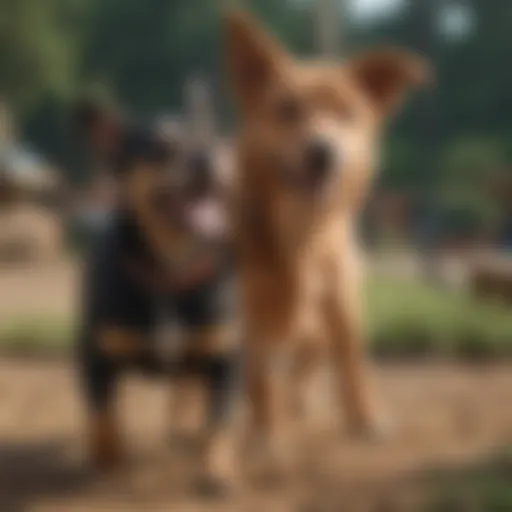 A joyful dog playing with others at PetSmart's Doggie Day Camp