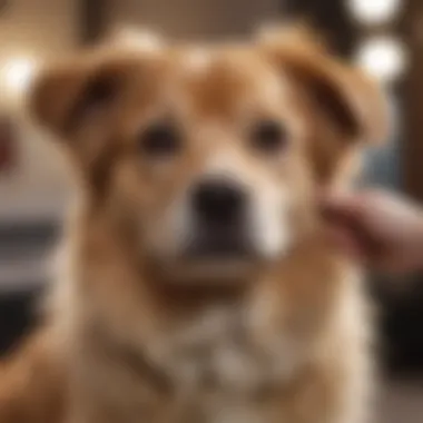 A content pet relaxing during a grooming session