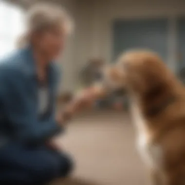 Effective Techniques in Therapy Dog Training A handler observing a therapy dog's training session, showcasing effective techniques