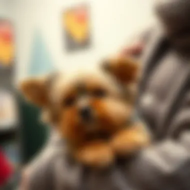 Yorkie and Owner Connection An adorable Yorkie being lovingly held by a prospective owner, symbolizing the bond between pets and their humans