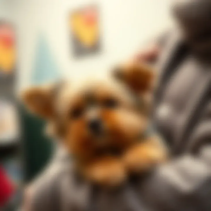 Yorkie and Owner Connection An adorable Yorkie being lovingly held by a prospective owner, symbolizing the bond between pets and their humans