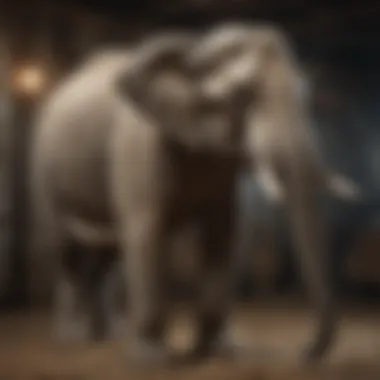 Distressed Circus Elephant A distressed circus elephant in a cramped enclosure