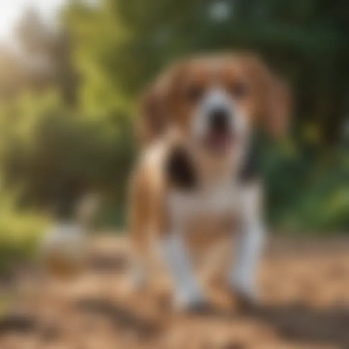Pocket Beagle playing fetch in a sunny park