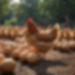 A flock of chickens in a natural setting