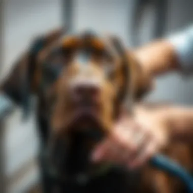 Expert Grooming Techniques for Labradors Professional groomer using slicker brush on a Labrador