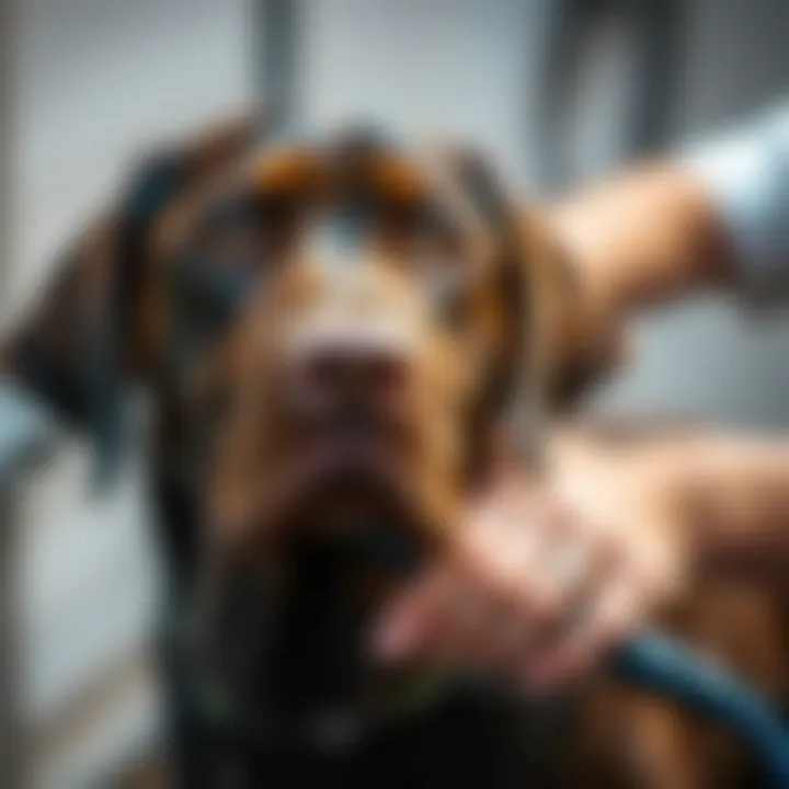 Expert Grooming Techniques for Labradors Professional groomer using slicker brush on a Labrador