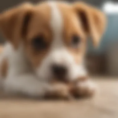 Veterinarian examining a puppy