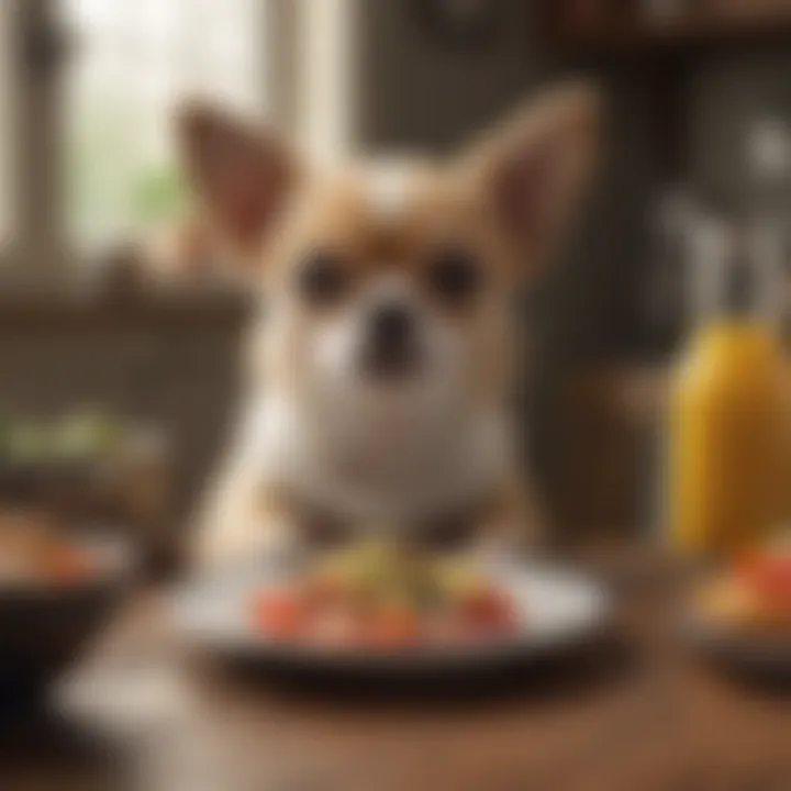 A Chihuahua happily enjoying a homemade meal prepared with fresh ingredients.