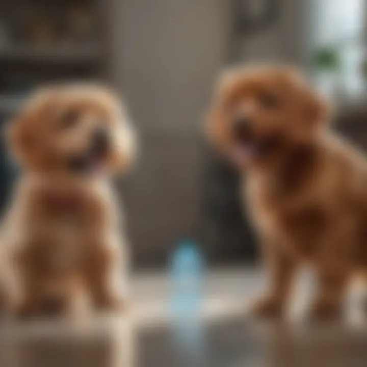 Demonstration of Rocco and Roxie product effectiveness on pet stains