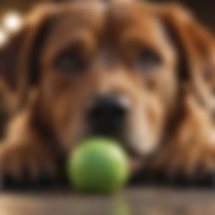 Close-up of a dog enjoying a safe chewing toy