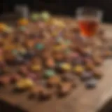 A colorful array of safe horse treats on a wooden table