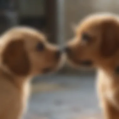 Schnocker puppies interacting with their owner