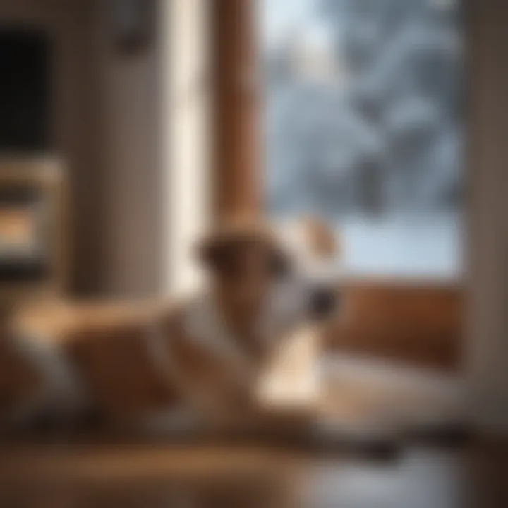 Dog enjoying the comfort of a warm home during winter