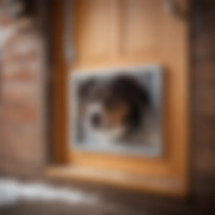 Pet owner installing a dog door with insulation features