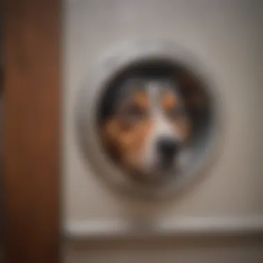 Close-up of a well-insulated dog door designed for cold climates