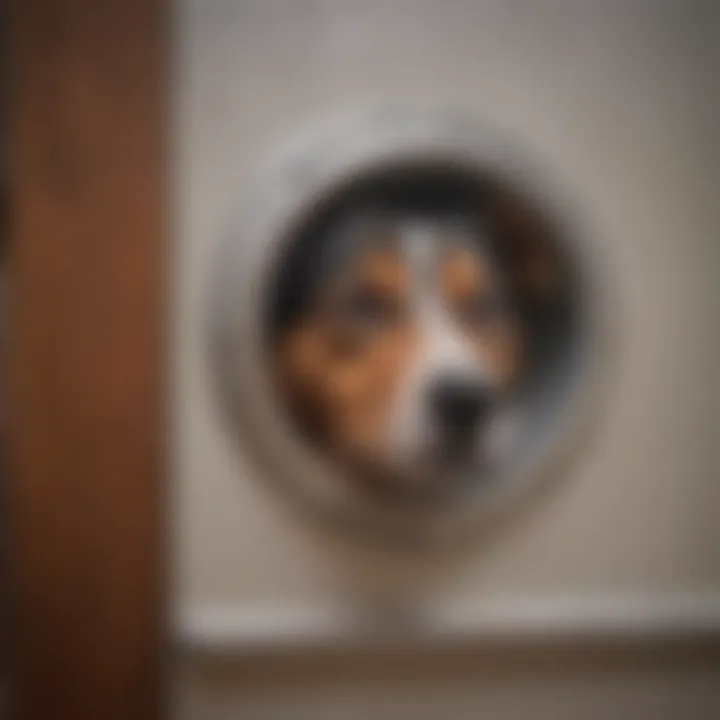 Close-up of a well-insulated dog door designed for cold climates