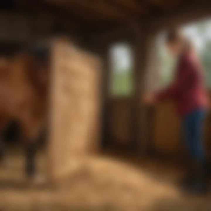 A horse owner selecting the right corner hay feeder, demonstrating practical considerations.