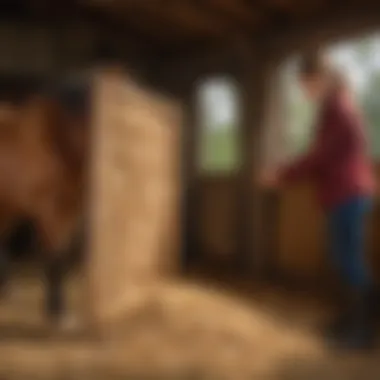 Choosing the Right Corner Hay Feeder A horse owner selecting the right corner hay feeder, demonstrating practical considerations.