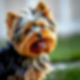 A playful Yorkshire Terrier with a vibrant coat