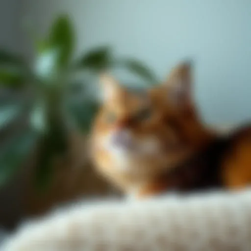 Calm cat enjoying a serene environment