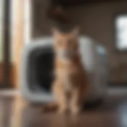 Spacious litter box designed for large cats with ample room for comfort.