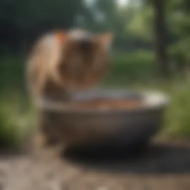 Large cat food bowl suitable for outdoor feeding