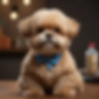 Shih Poo exhibiting a trendy teddy bear haircut that enhances its playful look