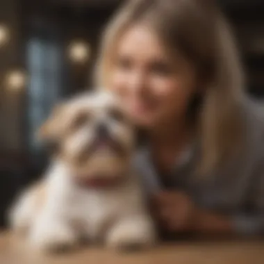 A Shih Tzu mix interacting happily with its owner