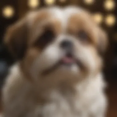 A Shih Tzu mix showcasing its distinctive coat and playful demeanor