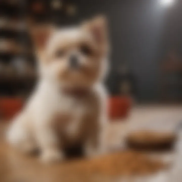 Happy small breed dogs enjoying Purina Pro Plan food.