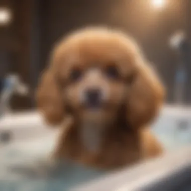 Toy poodle enjoying a soothing bath