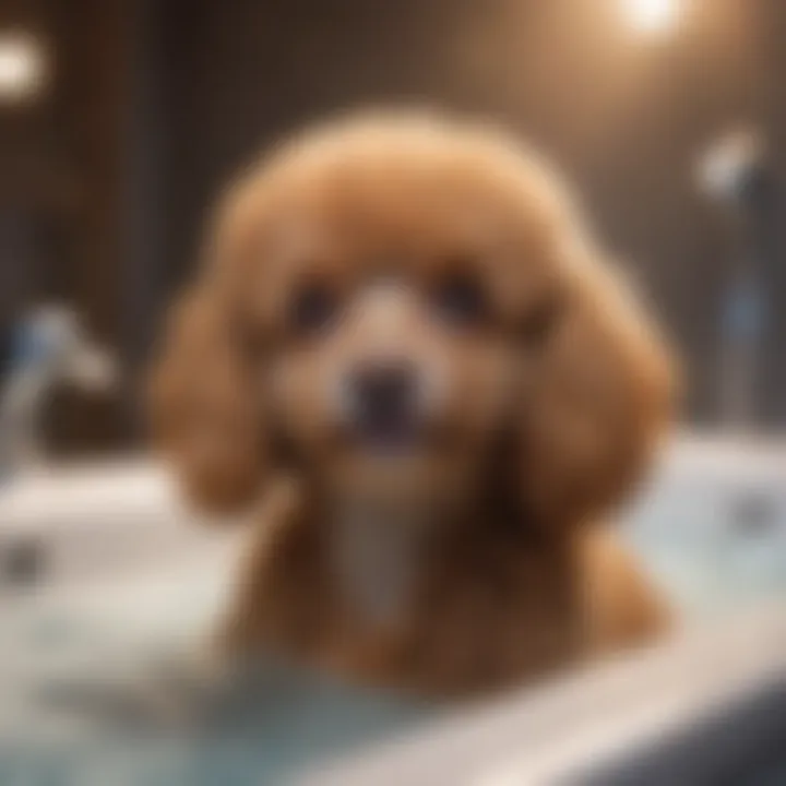 Toy poodle enjoying a soothing bath