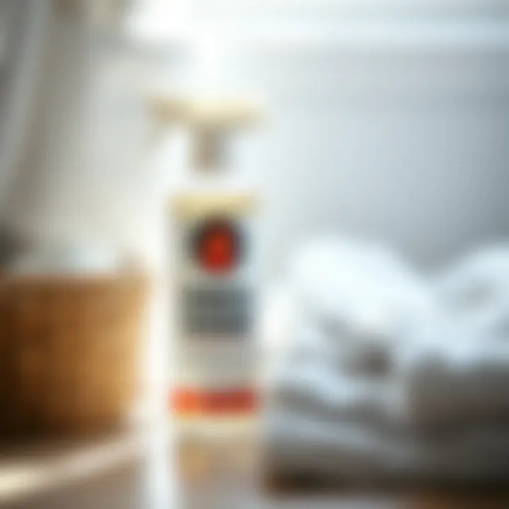 Using Static Guard on Laundry A static guard spray bottle next to freshly laundered linens