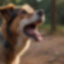 A dog barking in response to a sound, illustrating a common trigger for excessive barking