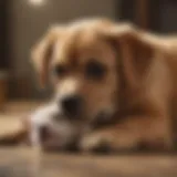 A puppy displaying nursing behavior with its mother