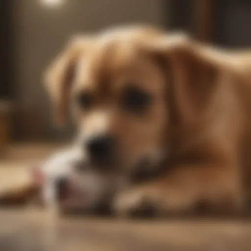 A puppy displaying nursing behavior with its mother