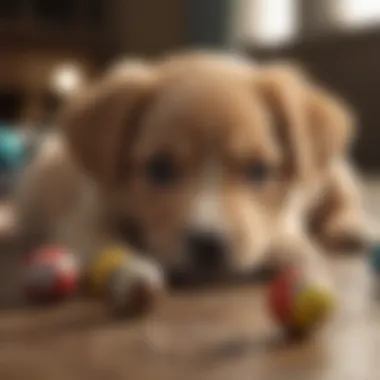 A playful puppy engaging with toys instead of nursing