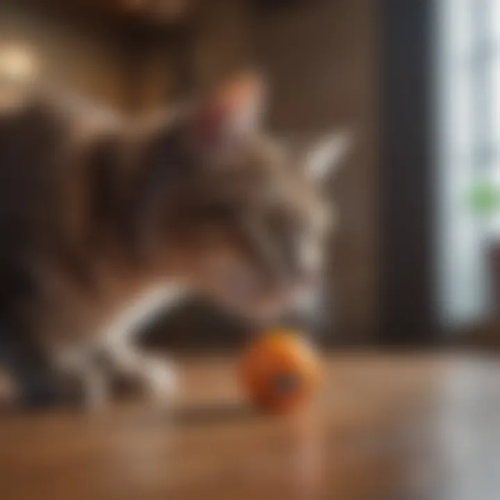 A cat playing with interactive toys