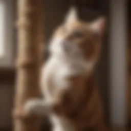 A cat scratching a designated scratching post