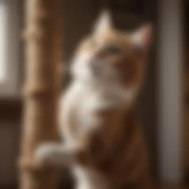 A cat scratching a designated scratching post