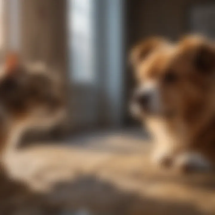 A peaceful environment where a dog and cat are coexisting