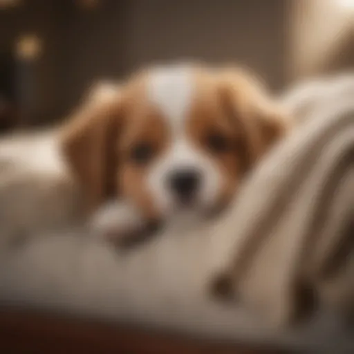 Puppy asleep in a cozy bed