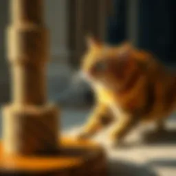 Cat using scratching post instead of furniture