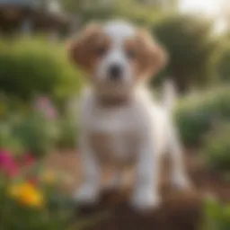 Texas healer puppy displaying its playful nature in a vibrant garden