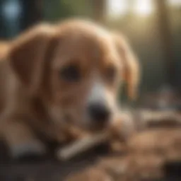 Puppy chewing on a natural bone