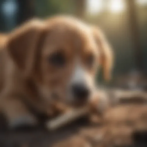 Puppy chewing on a natural bone