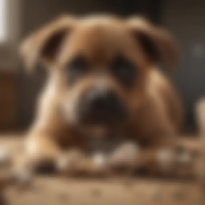 Puppy owner supervising chewing time